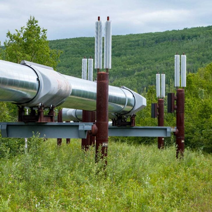 The Alyeska Pipeline seen on a heratige tour of Fairbanks Alaska