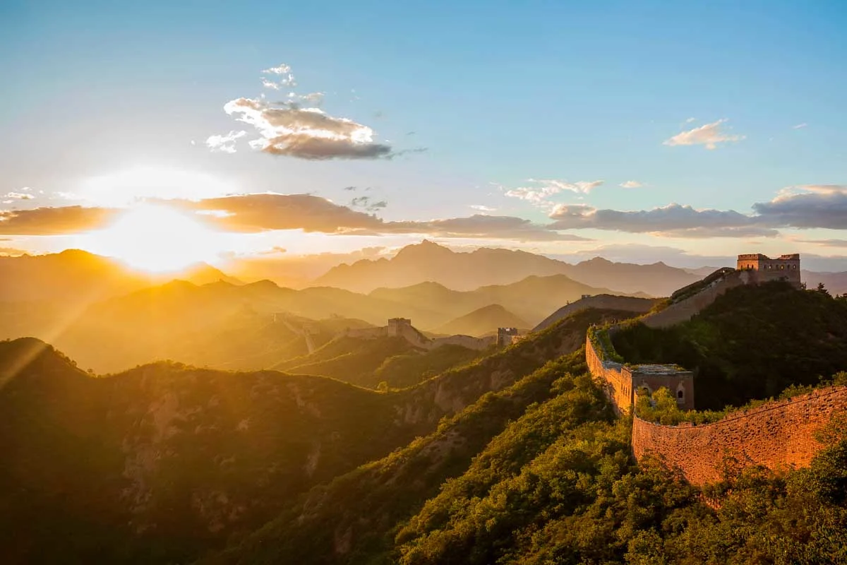 The Great Wall the sunset seen on a tour from Beijing China