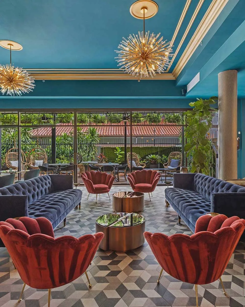 The lobby at Don Rafa Boutique Hotel & Residences in San Juan