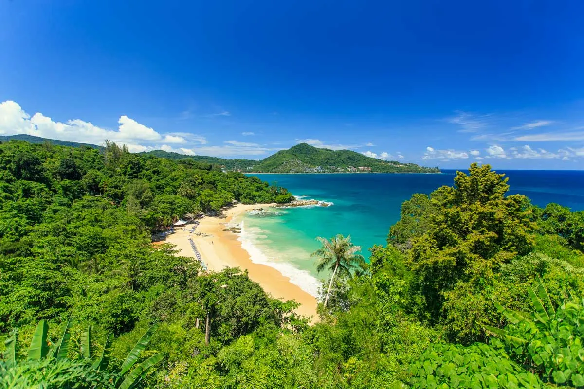 The view of the beach in tropical Phuket Thailand