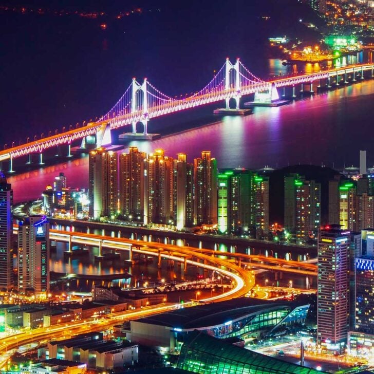 View of Busan at night on a photography tour in Busan South Korea