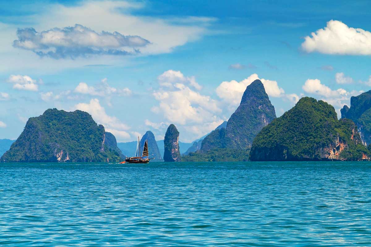 phang nga bay seen on a cruise from Phuket Thailand