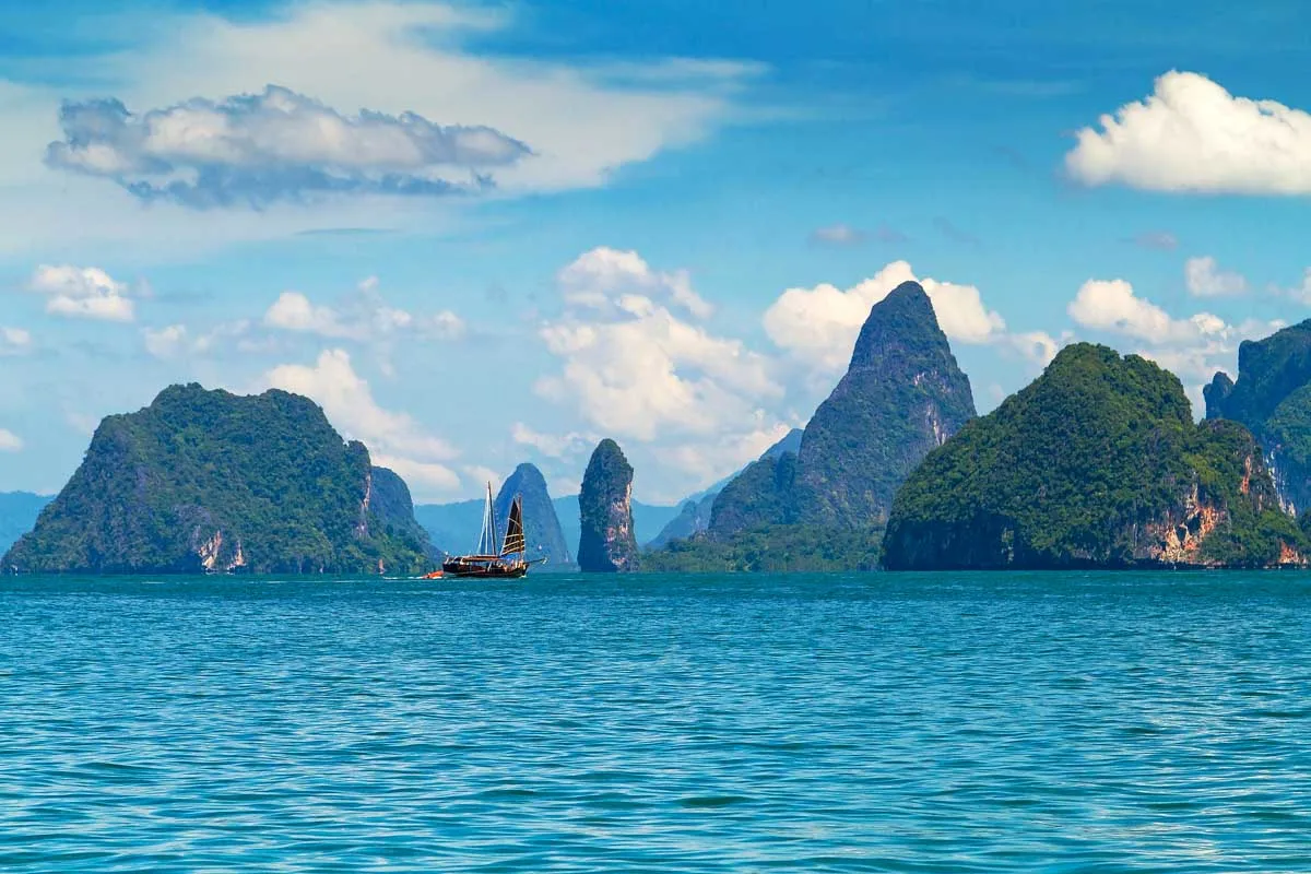phang nga bay seen on a cruise from Phuket Thailand
