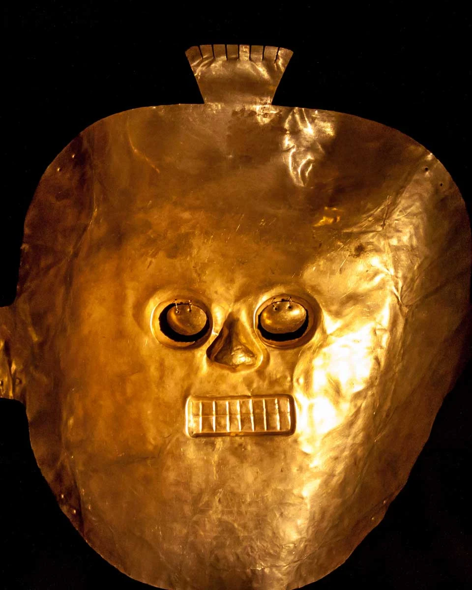 A mask at the gold museum in Bogota Colombia