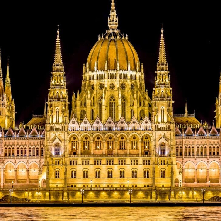 Budapest Parliament building in Hungary seen on a cruise