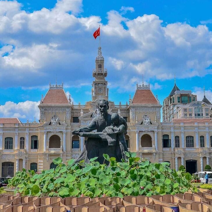 City Hall on a sunny day in Ho Chi Minh Vietnam
