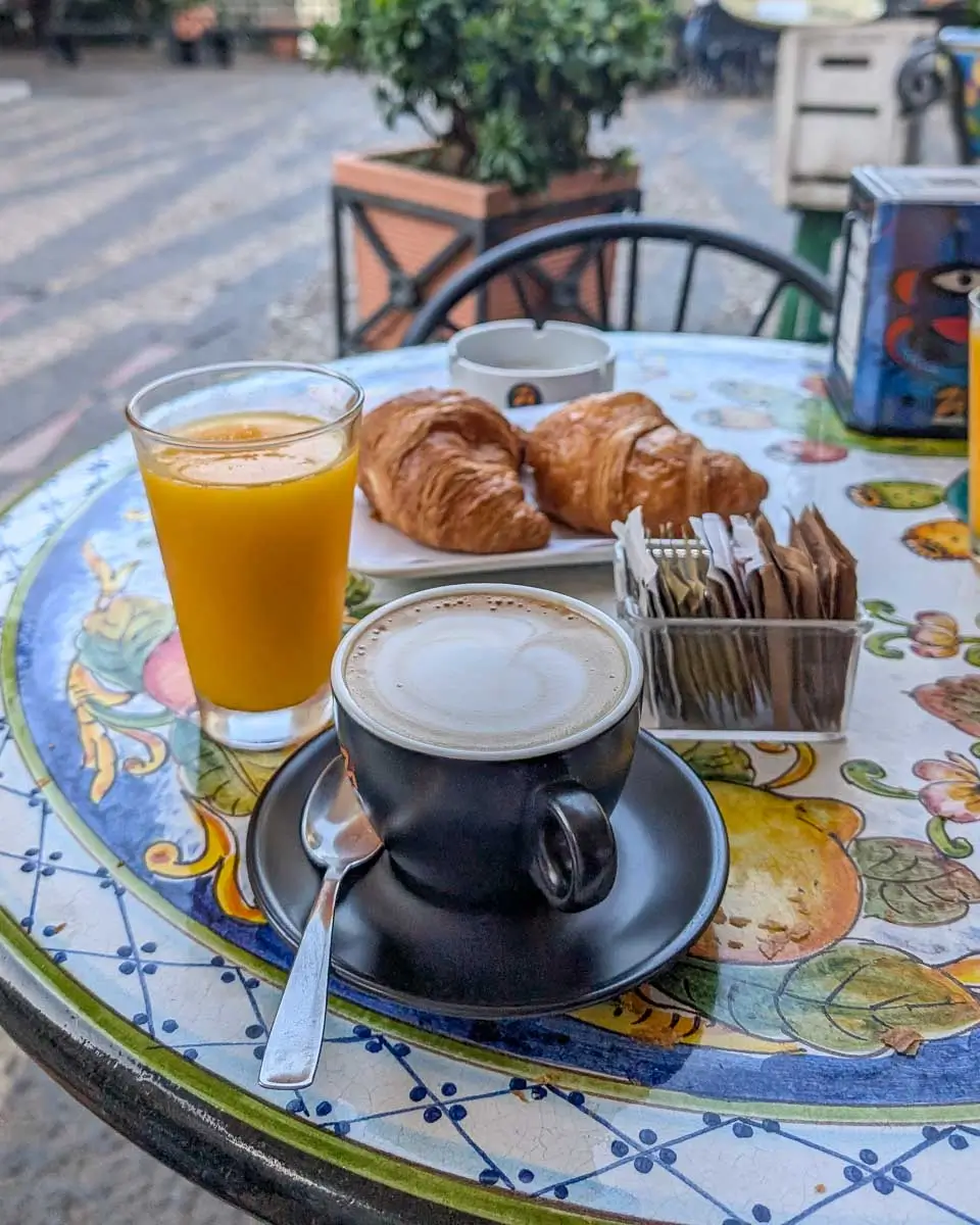 Coffee-croissant and juice in Munich Germany