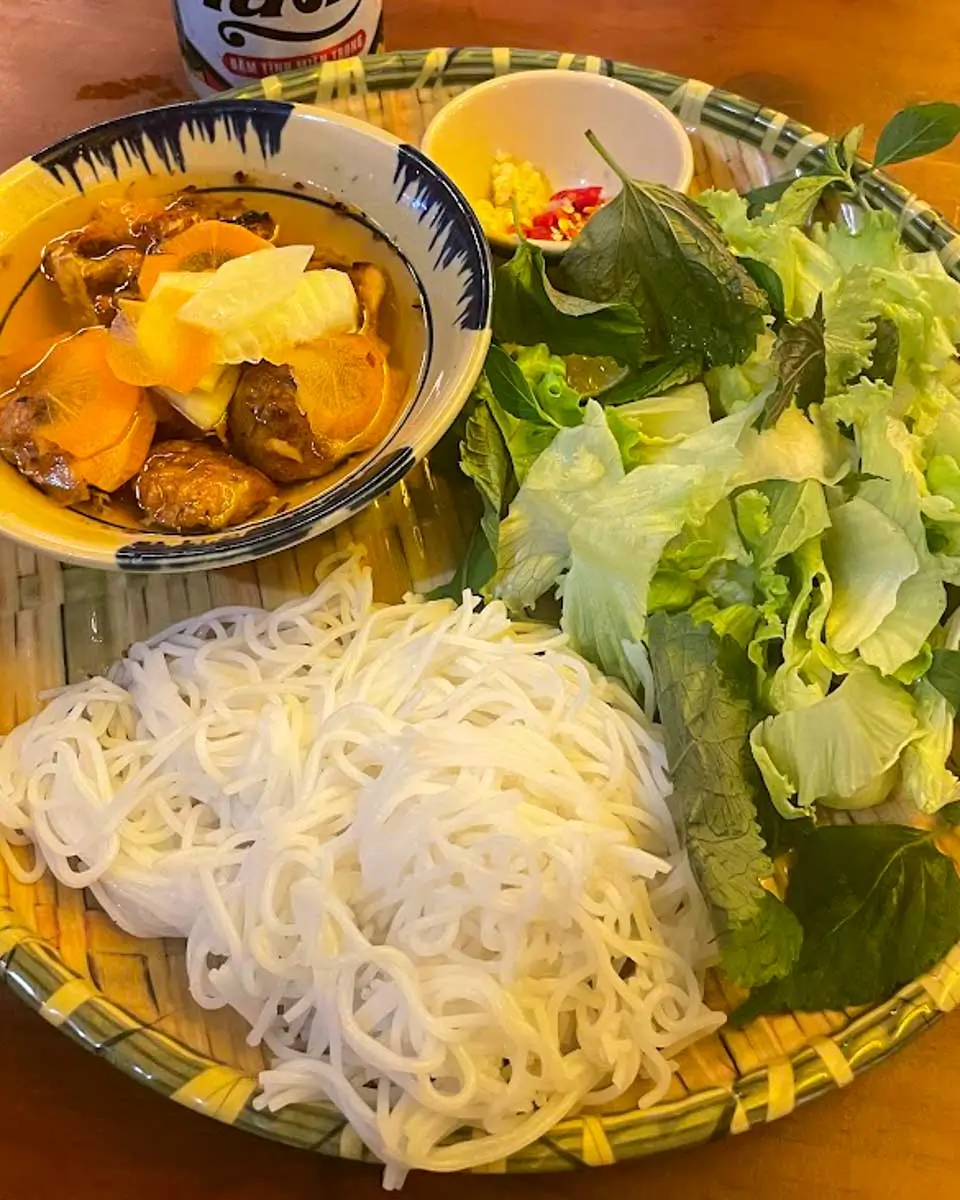 Food eaten at Bun Cha Ta Hanoi, Vietnam