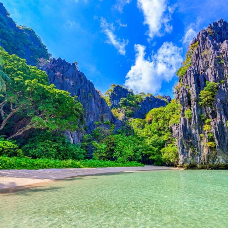 Hidden Beach seen on an island hopping tour from El Nido Philippines