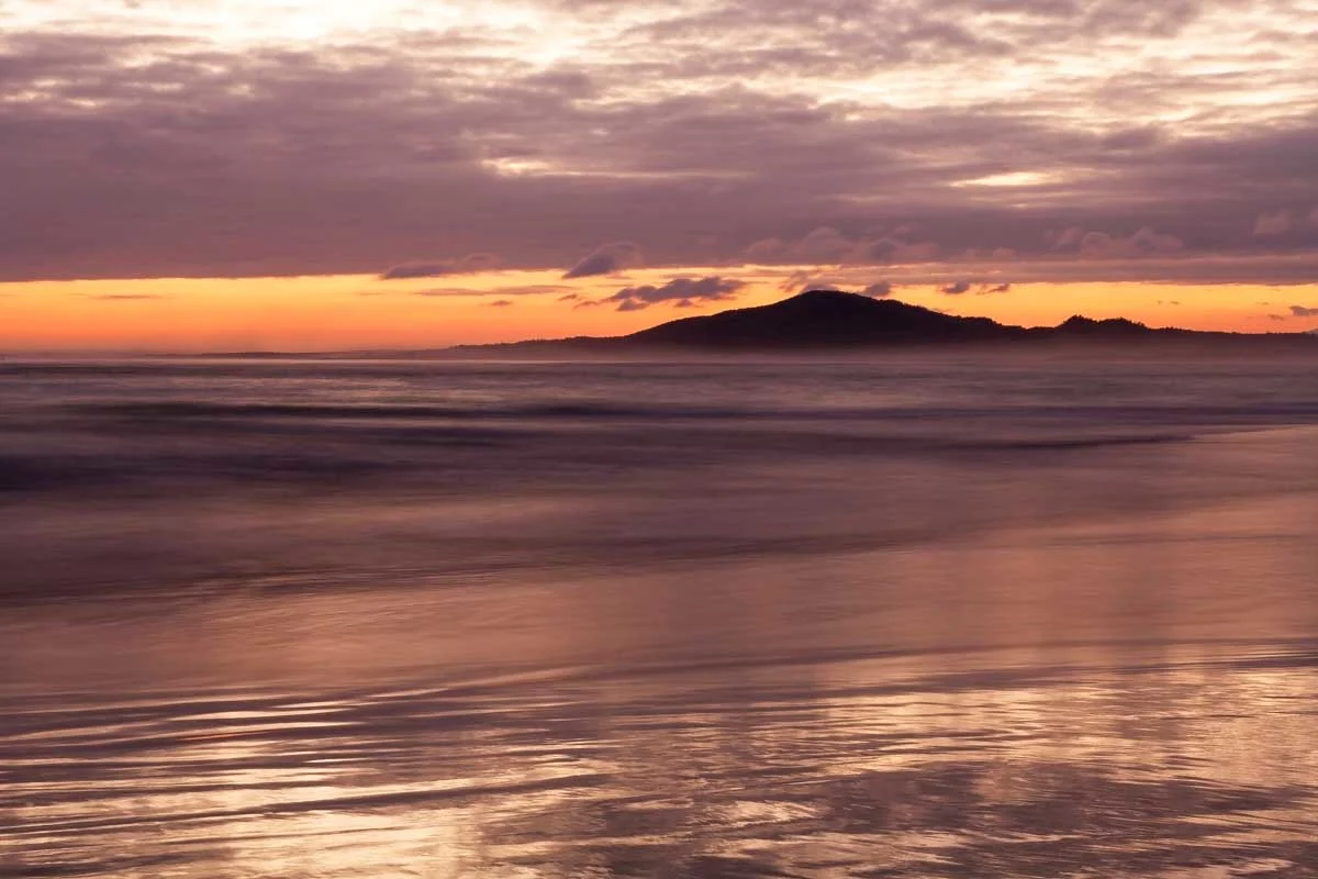 Tortuga Bay at sunset on the Galapagos Islands Ecuador