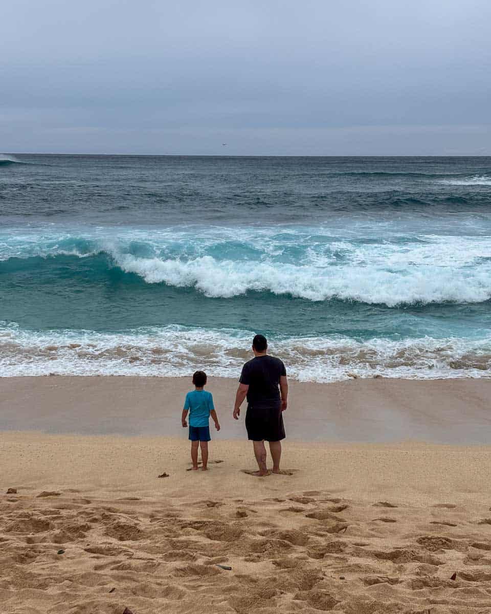 Trelle-husband-and-son-at-Sunset-Beach-North-Shore-Oahu-Hawaii
