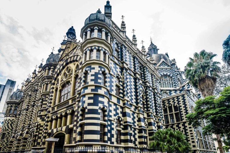 View on Rafael Uribe Uribe Palace of Culture in Medellin Colombia