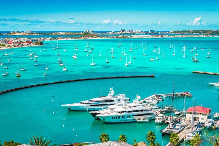 Yachts in the Marigot harbor on Saint Martin