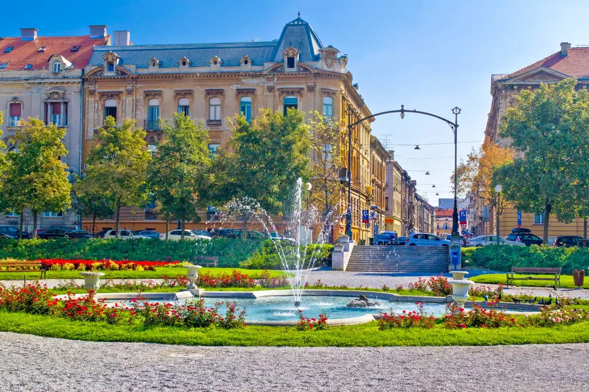 Zagreb Croatia street and park scene