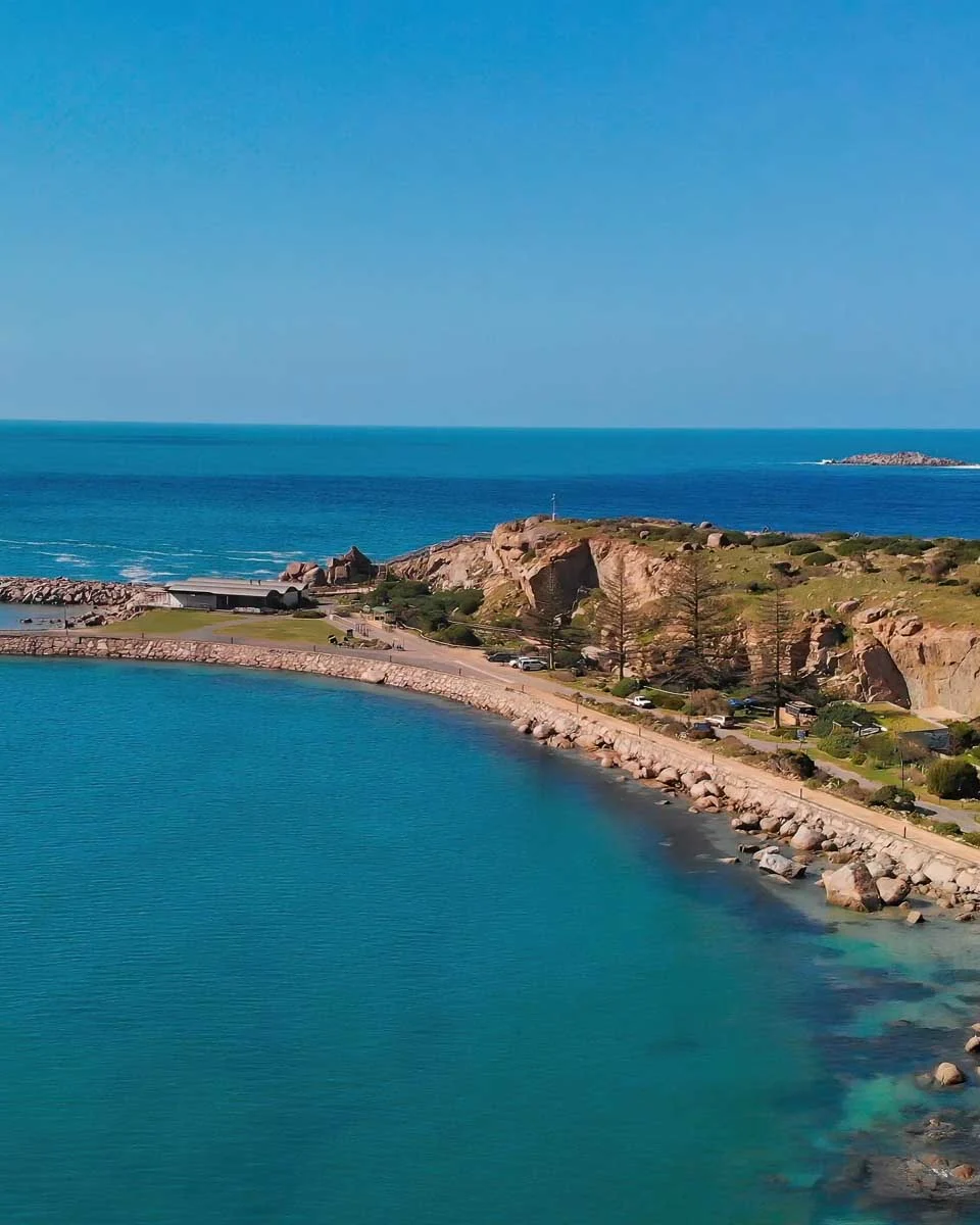 Aerial view of Granite Island, Australia