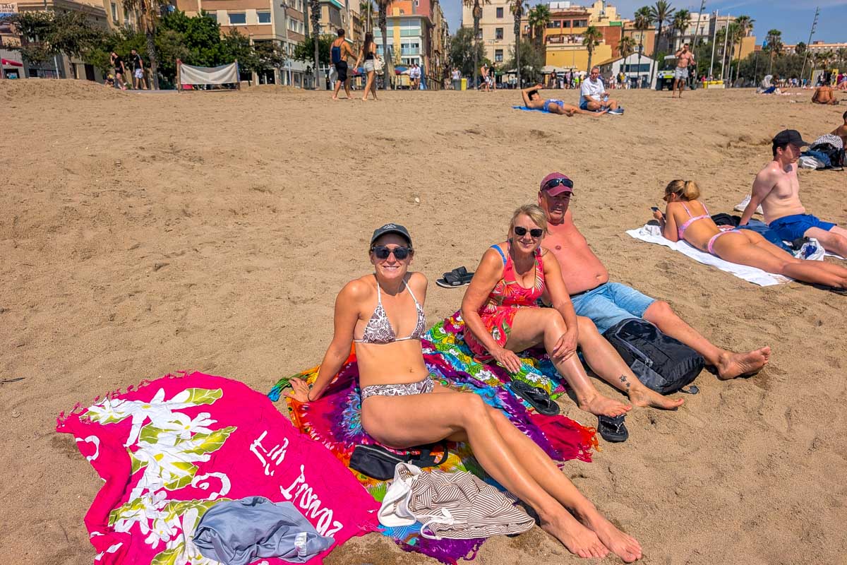 Bailey and family at Barceloneta Beach in Barcelona, Spain (2)