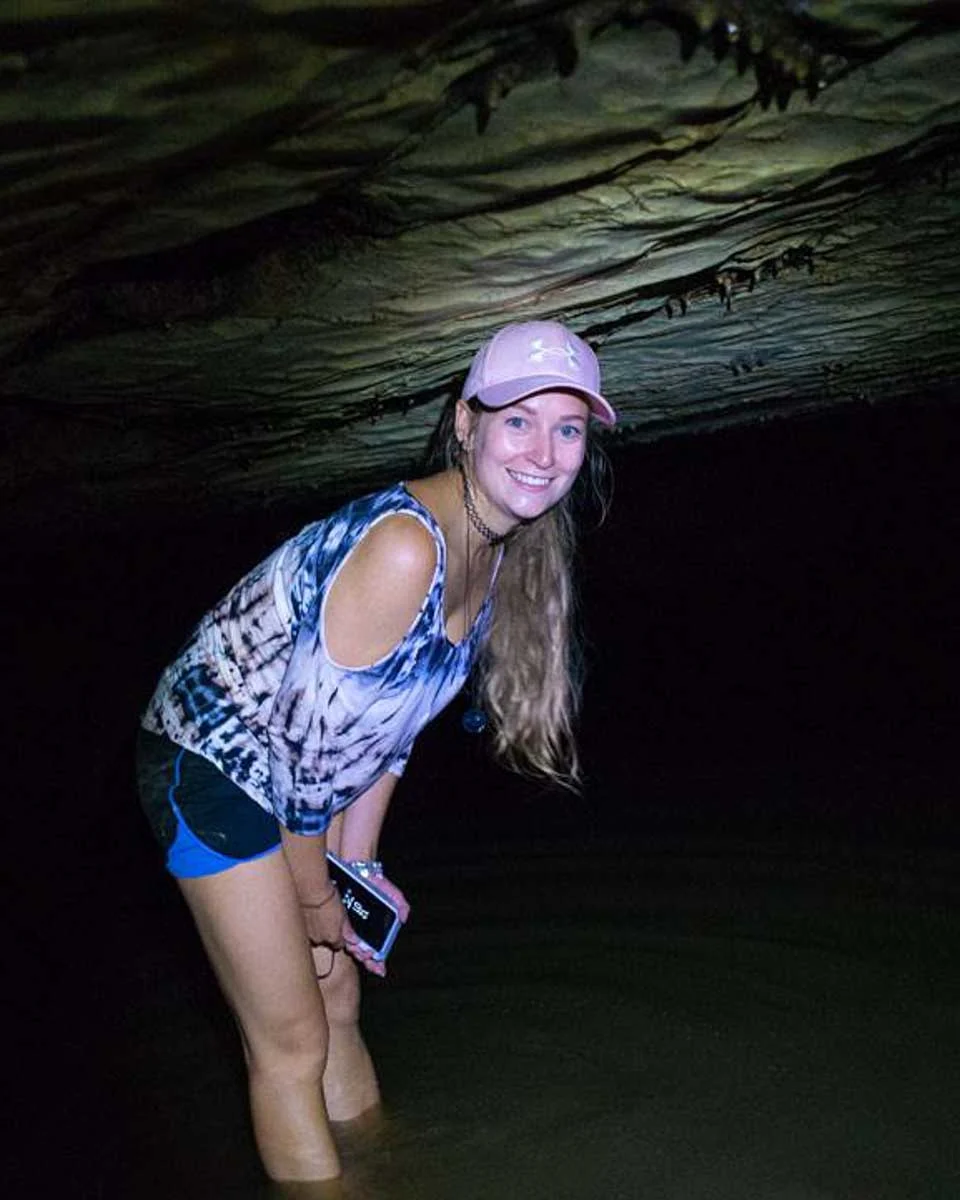 Bailey explores the caves in Bonaire