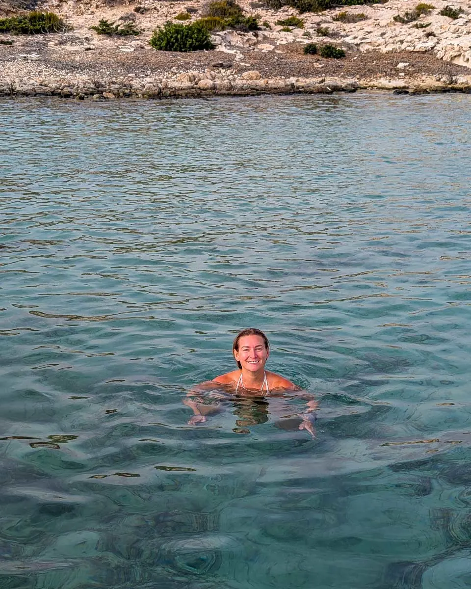 Bailey swims near Ibiza Spain on a boat tour (1)