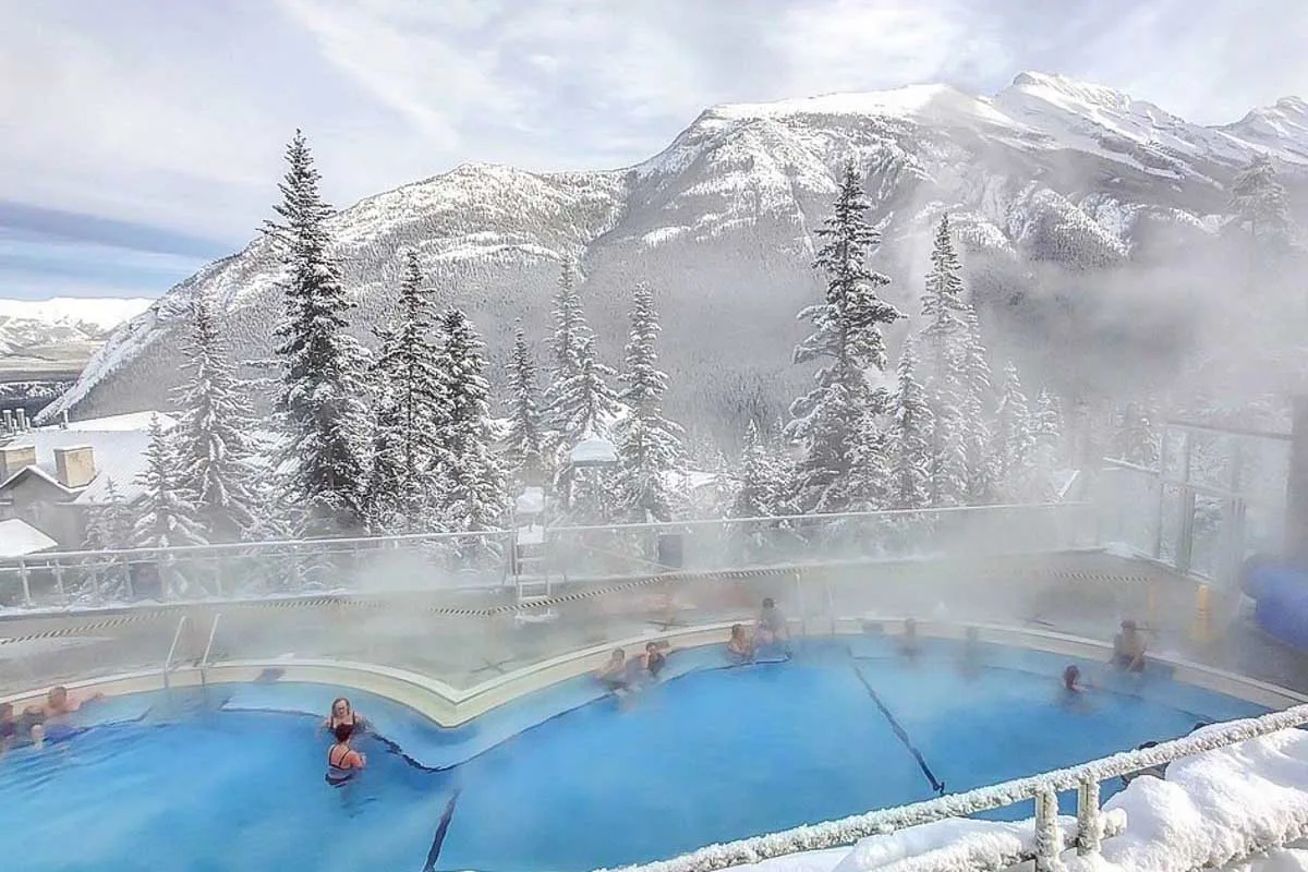 Banff-hot-springs in Banff AB Canada during winter