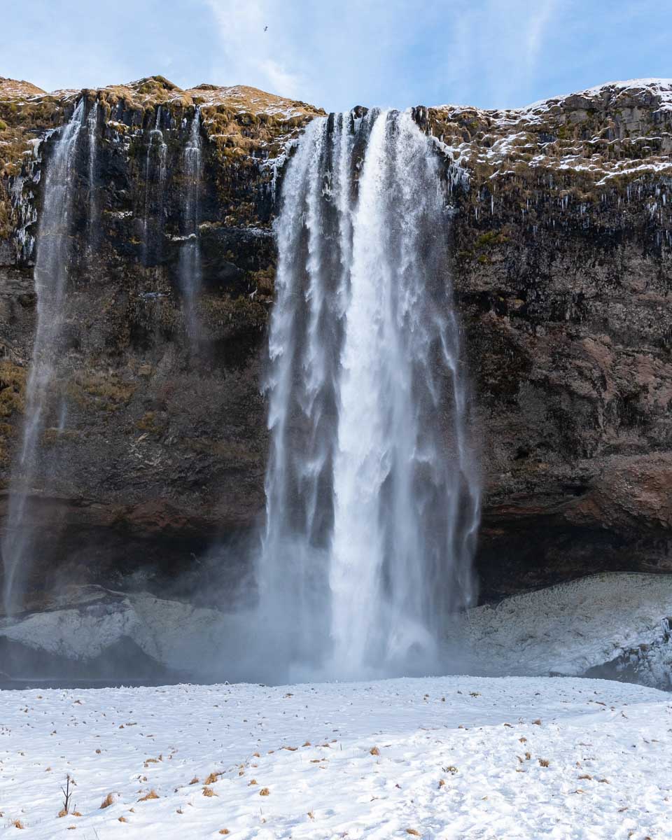 Beautiful Seljalandsfoss waterfall seen on a tour from Rekyjavik, Iceland