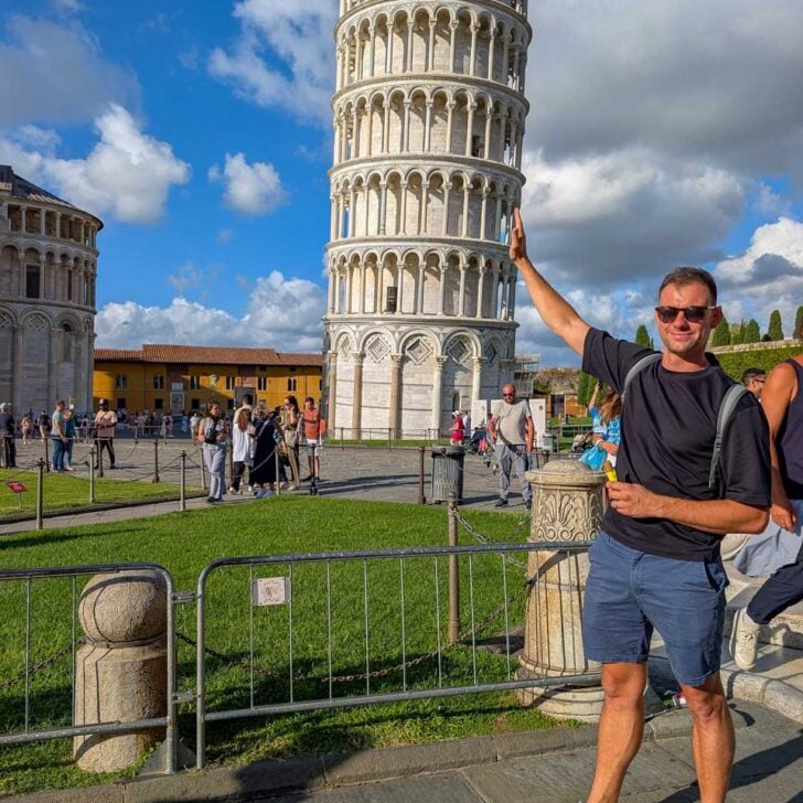 Daniel at the Leaning Tower of Pisa in Pisa Italy