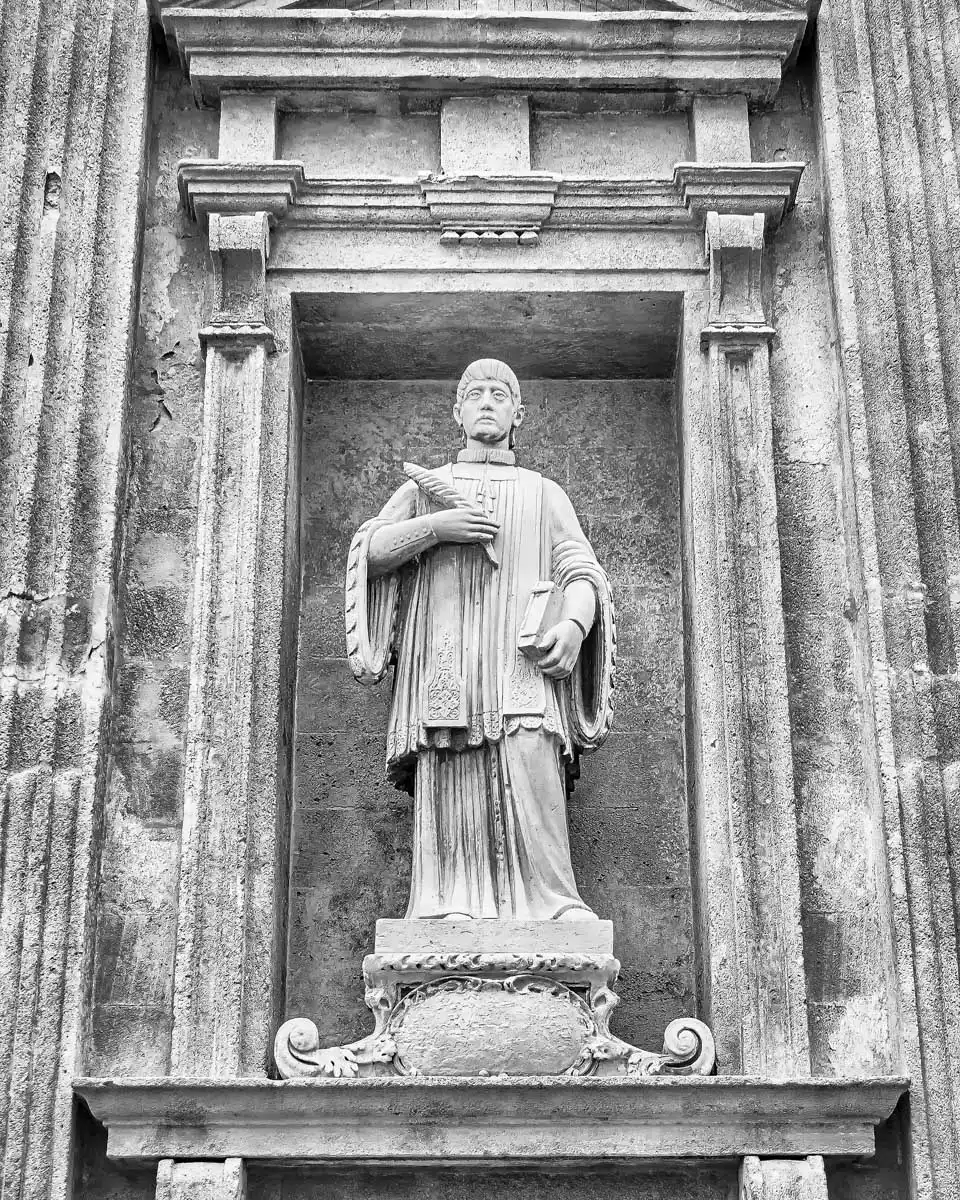 Detail on the facade of Sant'Agata Cathedral, Gallipoli, Puglia Italy