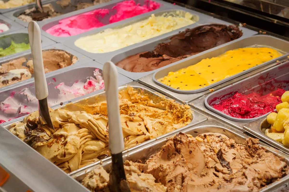 Gelato or ice cream in a shop in Pisa Italy
