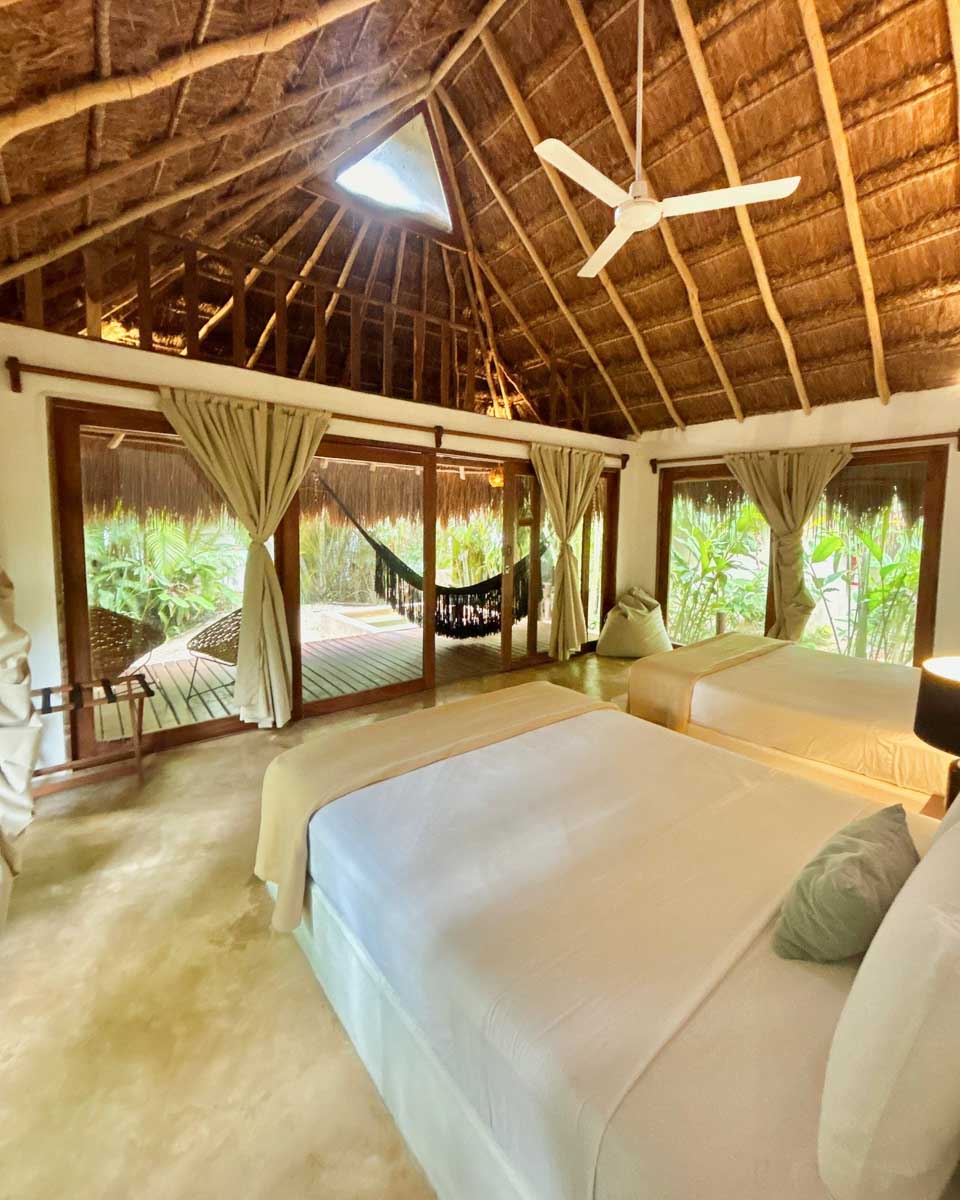 Hotel room at CasaBakal in Bacalar, Mexico