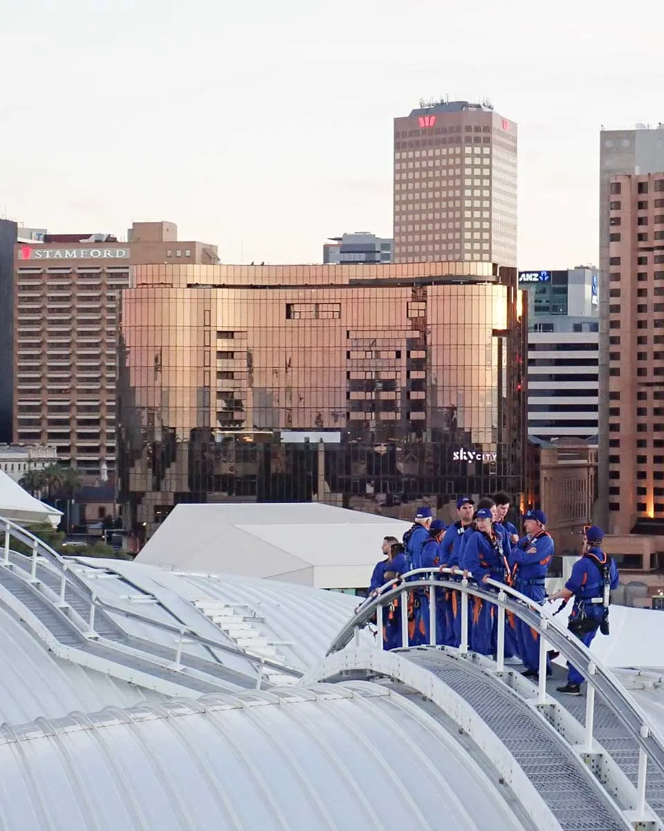 People climb on the oval with RoofClimb Adelaide Oval in Australia