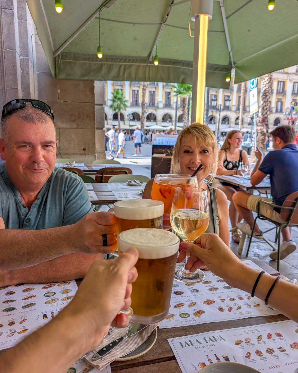 People having drinks in Barcelona Spain