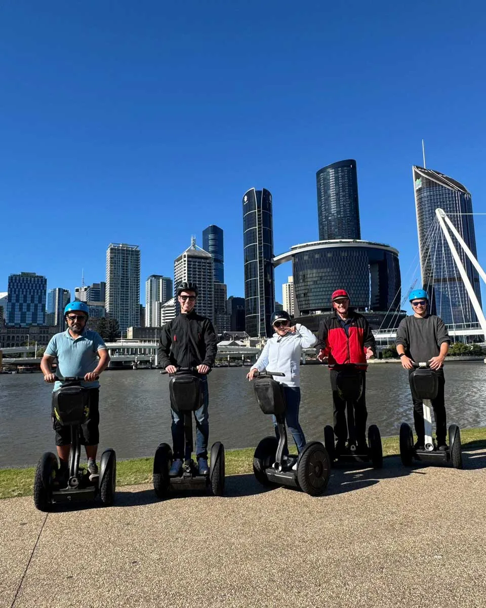 People segway around Brisbane on a tour with Kangaroo Segway Tours