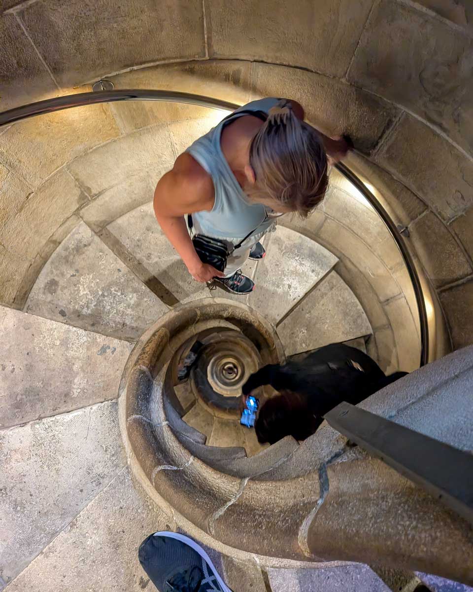Stairs down the Sagrada Família in Barcelona Spain