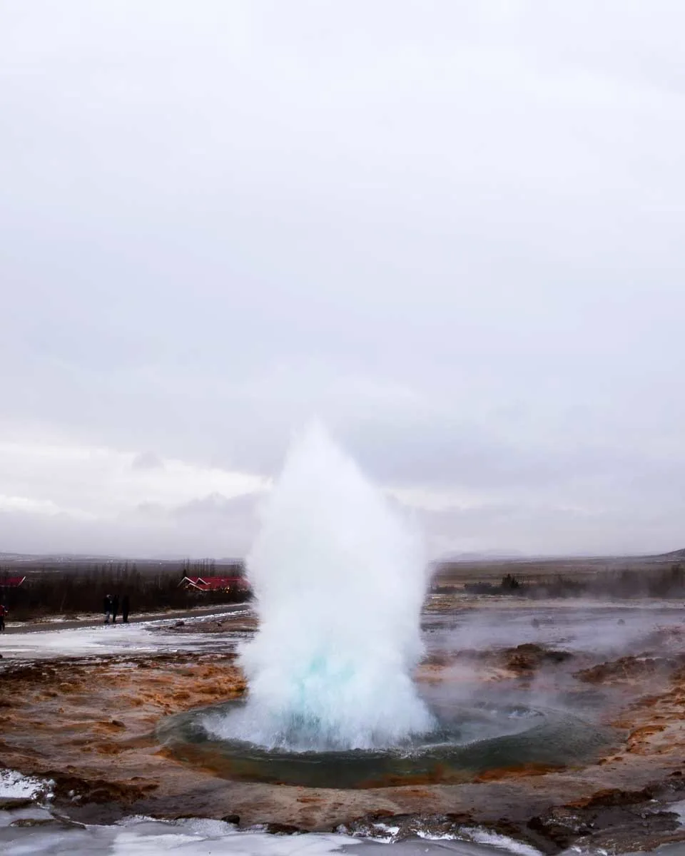 Strokkur geyser eruptions seen on a tour from Reykjavik,