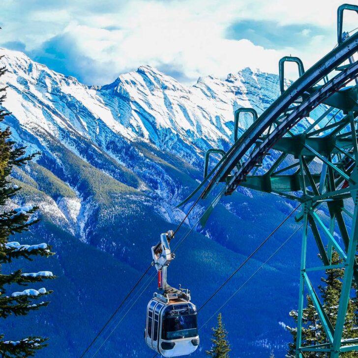 The Banff Gondola during winter in Banff AB Canada
