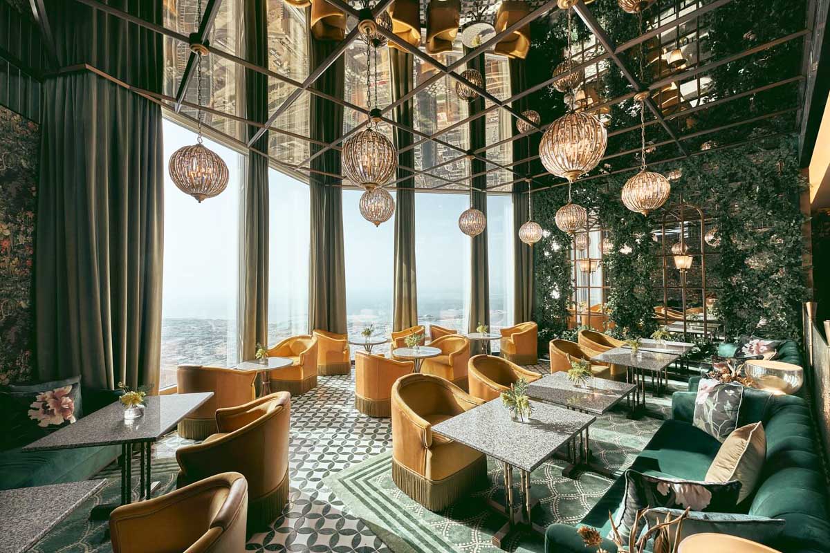 The lounge and view at Atmosphere Burj Khalifa