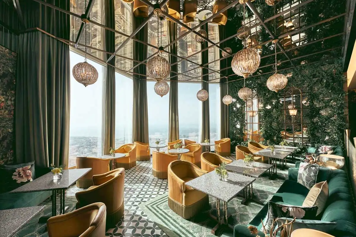 The lounge and view at Atmosphere Burj Khalifa