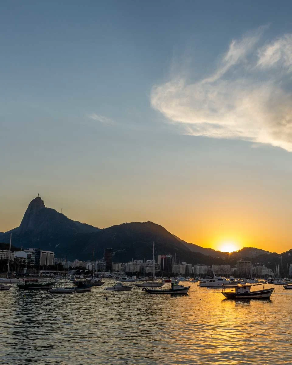 The view of Rio de Janeiro Brazil on a sunset cruise