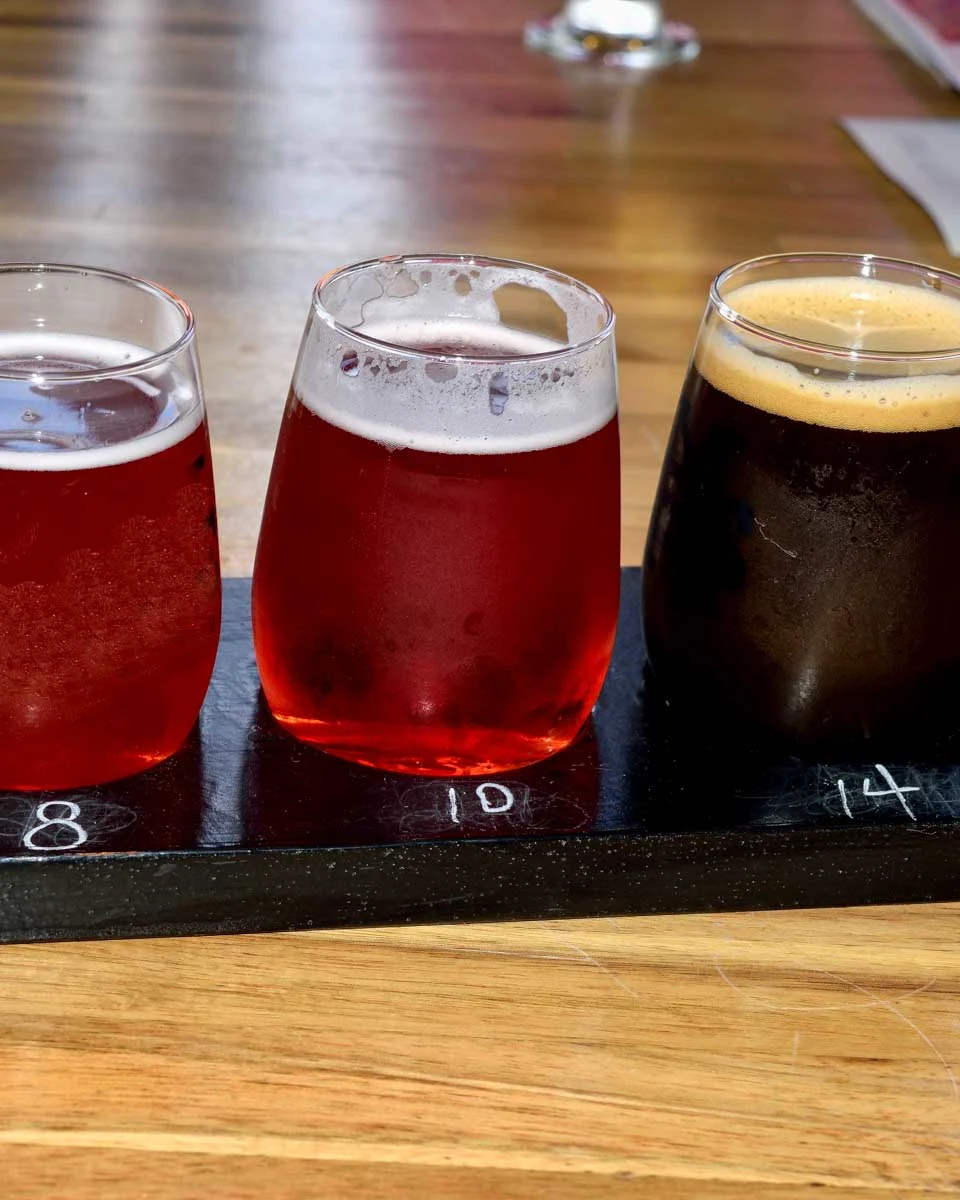 A beer flight tasting on a tour in Anchorage Alaska