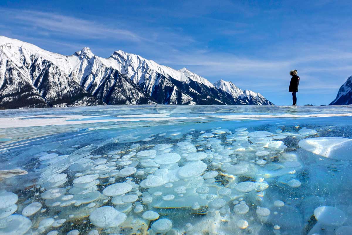 Abraham Ice bubble lake in Lake Louise Canada