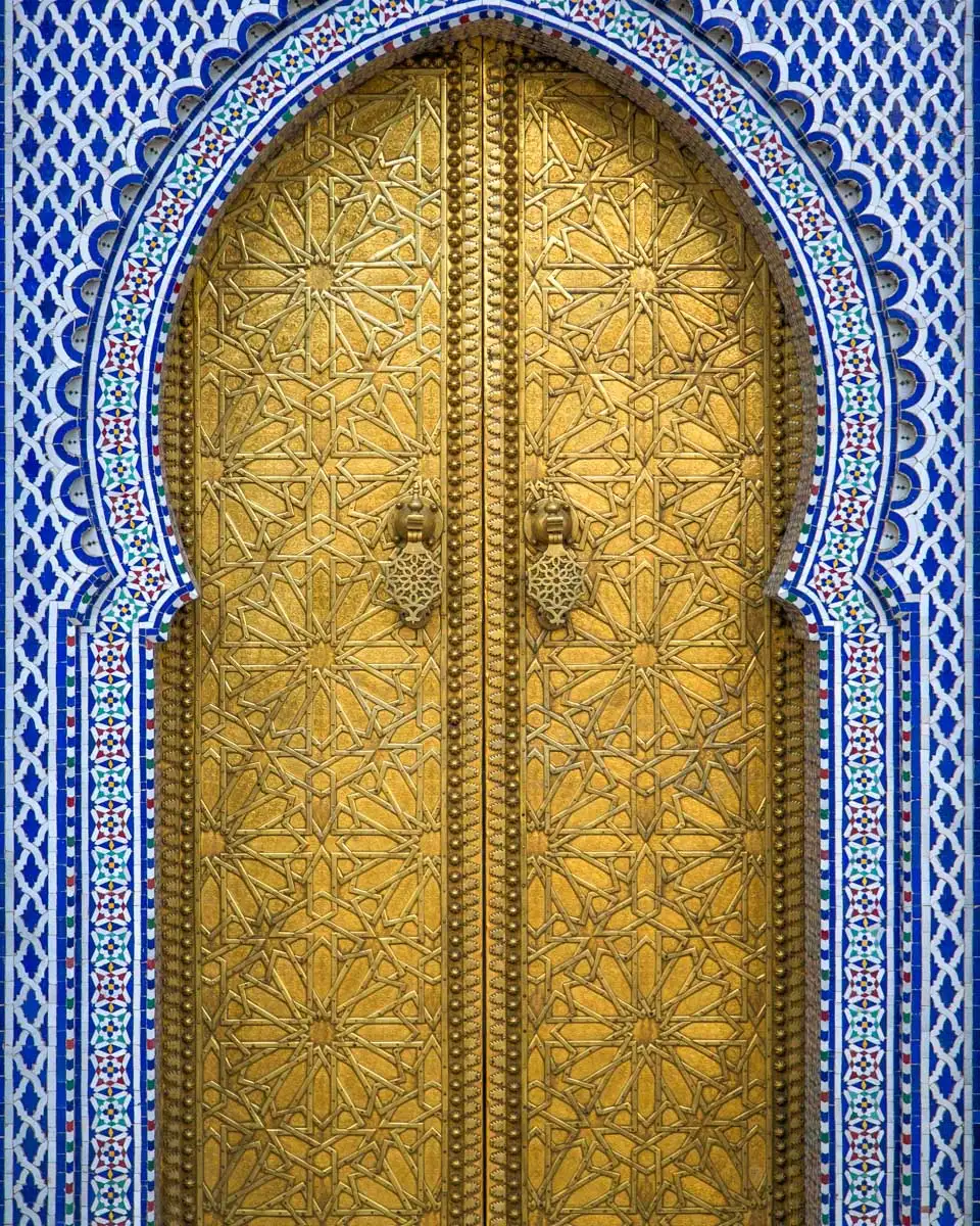 Door in the Royal Palace of Fez Morocco seen on a tour