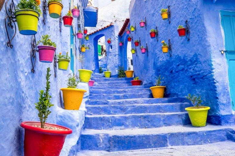 Morocco, Chefchaouen blue street