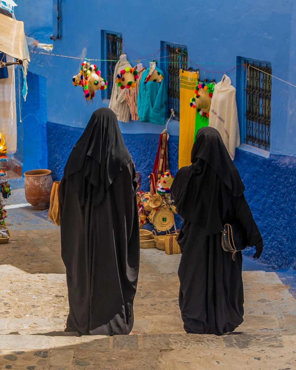 People seen walking in Chefchaouen on a tour from Fez Morocco