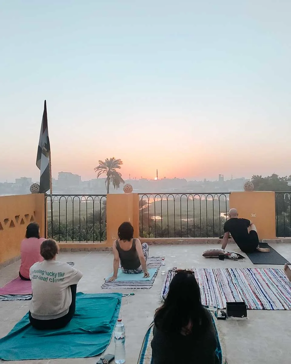 Rooftop yoga at Jewel Howard Carter Hotel in Luxor