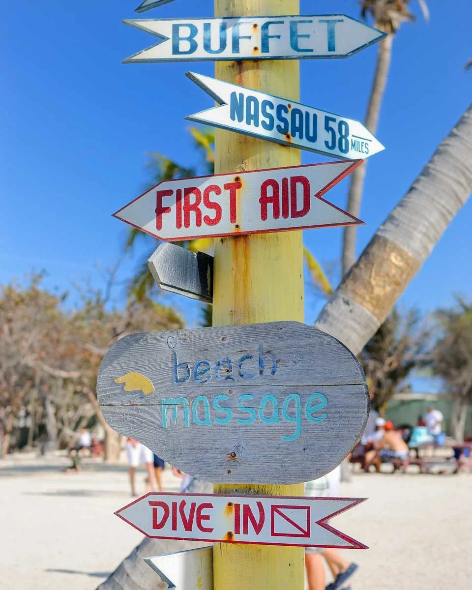 Sign at Junkanoo Beach in Nassau Bahamas
