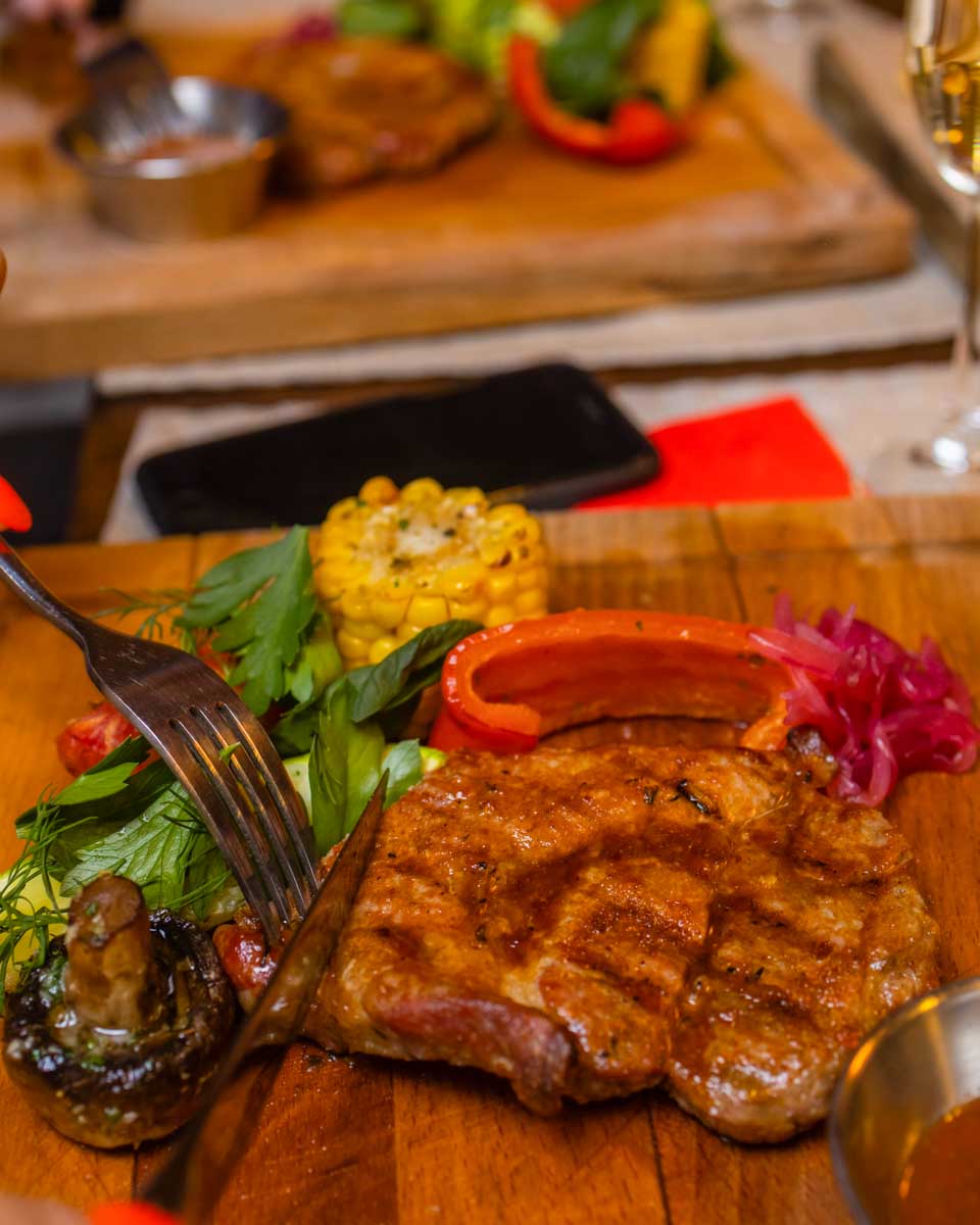 Steak meat dinner eaten on a food tour in Whistler Canada