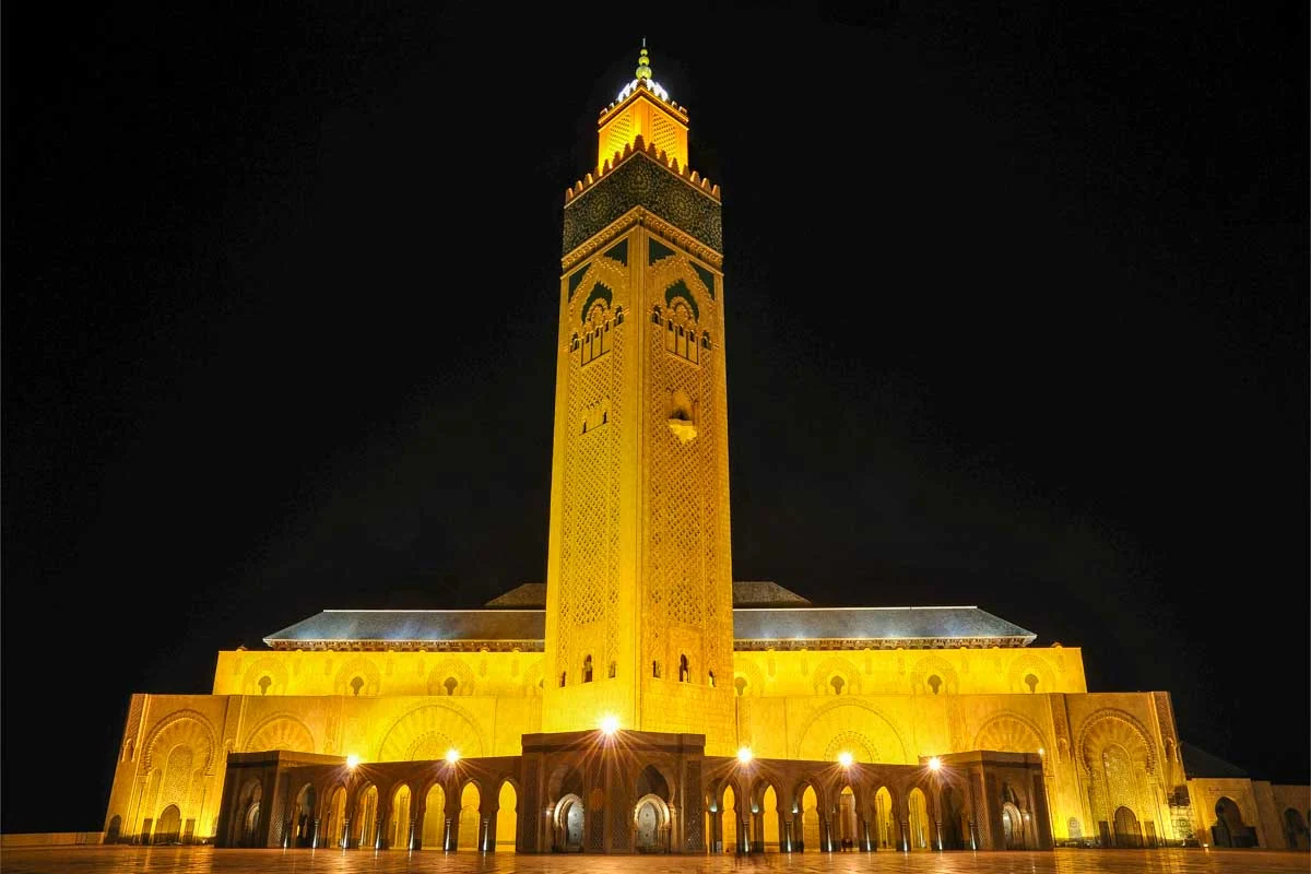 The Hassan II Mosque seen at night in Casablanca Morocco 1