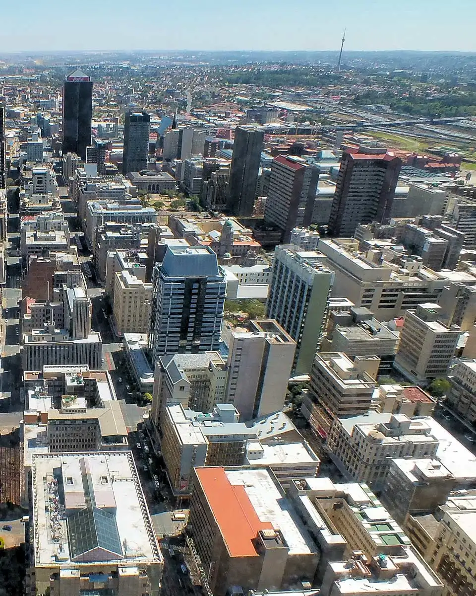 The view of Johannesburg South Africa seen froom the Carlton Centre on a tour