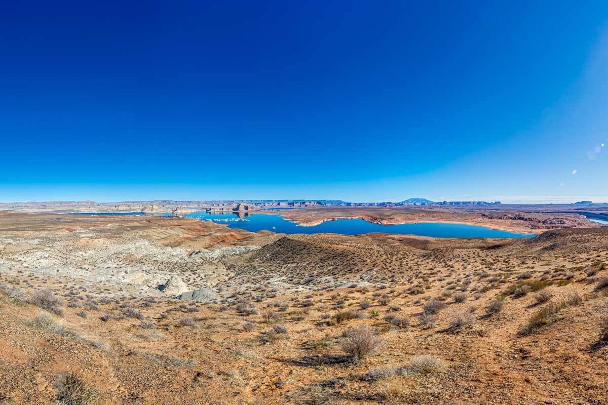 View on Lake Powell and Colorado river from Wahweap overlook in Page Arizona