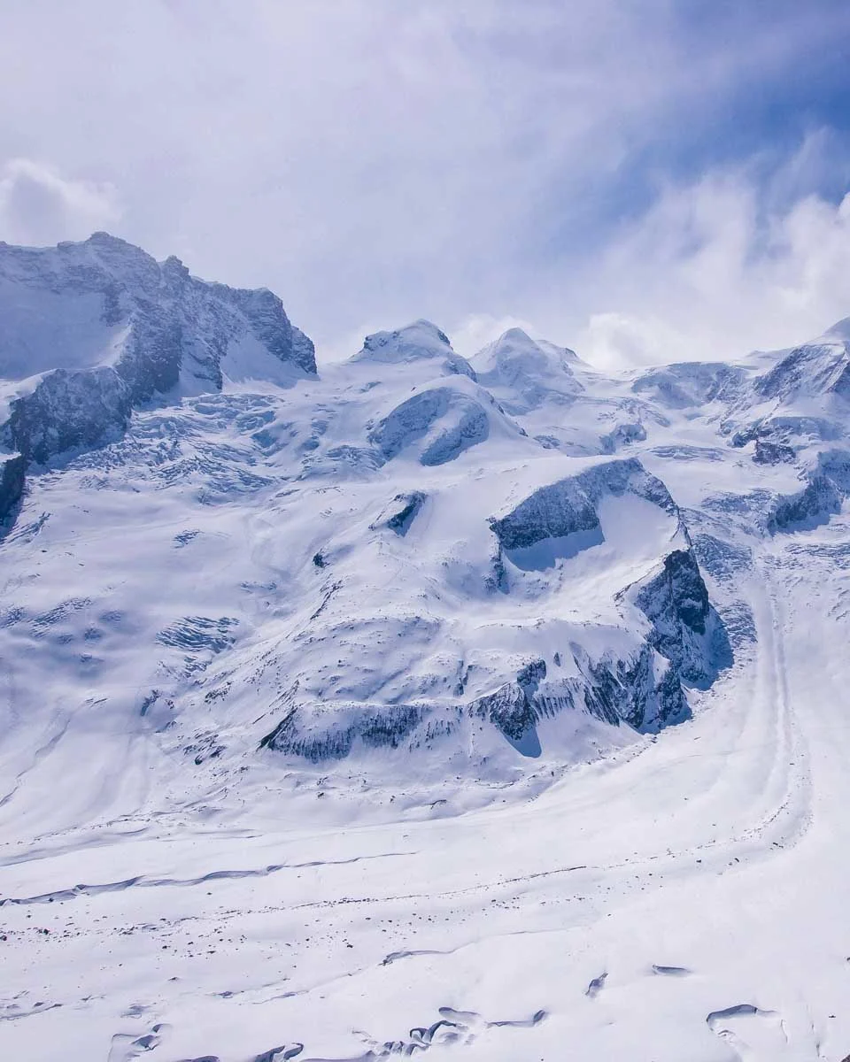 Views from the train to train to Mount Gornergrat from Zermatt Switzerland