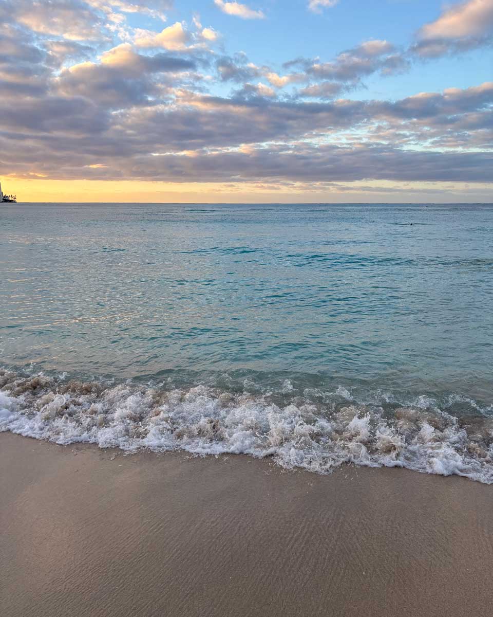 Waikiki Beach at sunrise in Waikiki Honolulu Hawaii on Trelles trip (2)